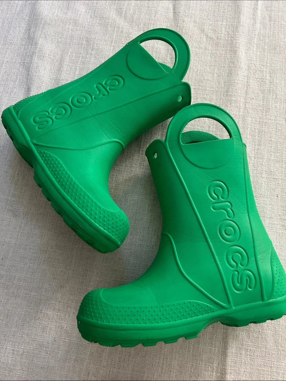 CROCS Handle It Rain-boot Kids' Green Size 2 Waterproof Playful Boots